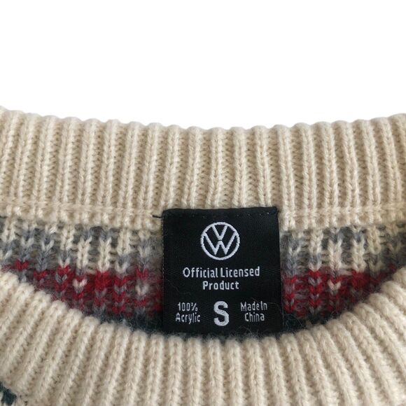 Volkswagen VW Bus Camper Van Ugly Christmas Xmas Sweater Red Grey Snowman Size S - Picture 2 of 16